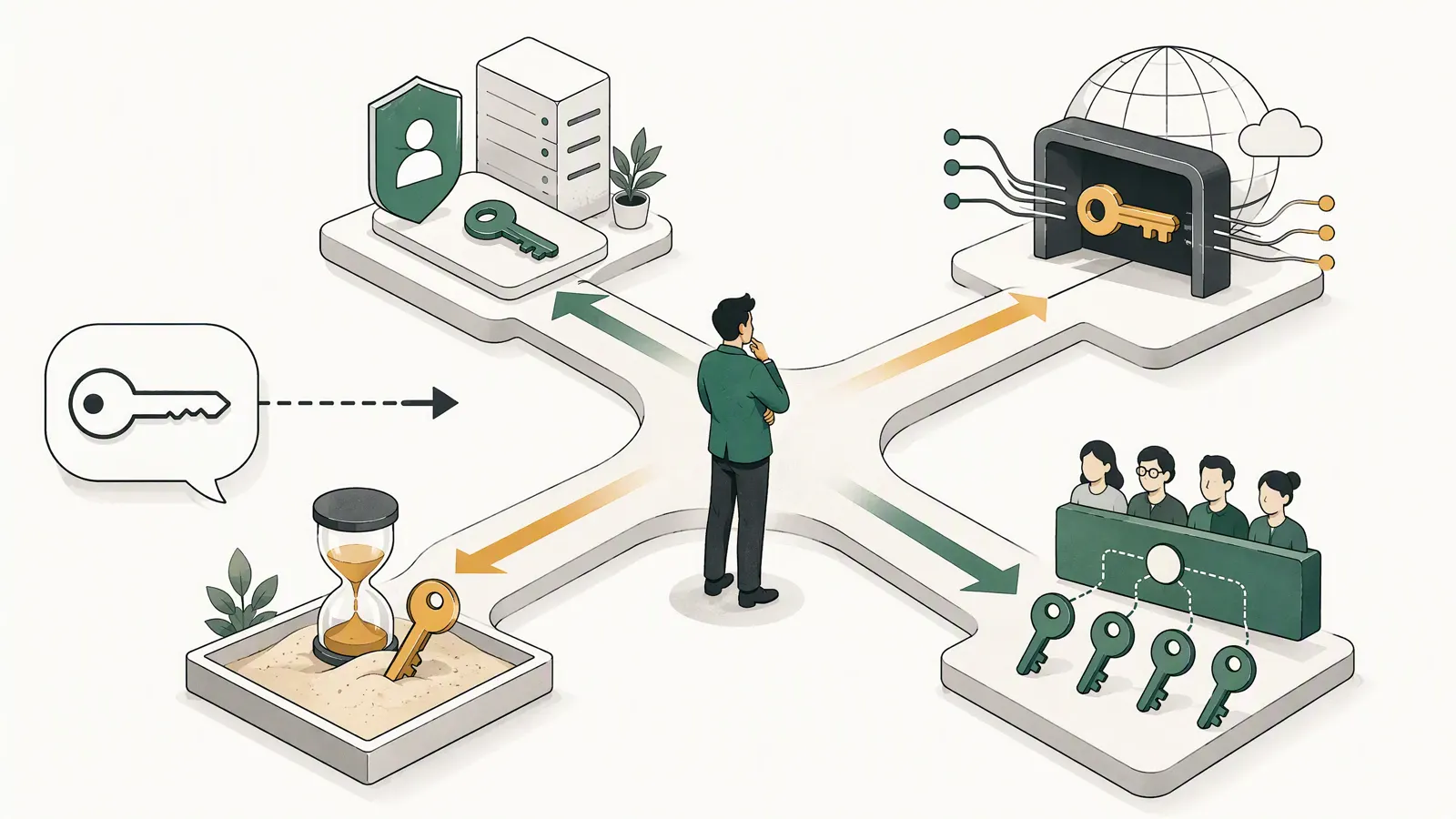 One vague API key request branching into four different service needs