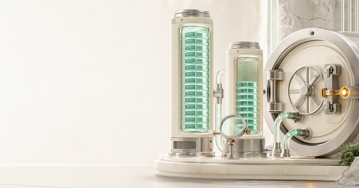 A bright cinematic 3D recovery scene shows two translucent RPC towers at different block heights beside a withdrawal vault held closed for review
