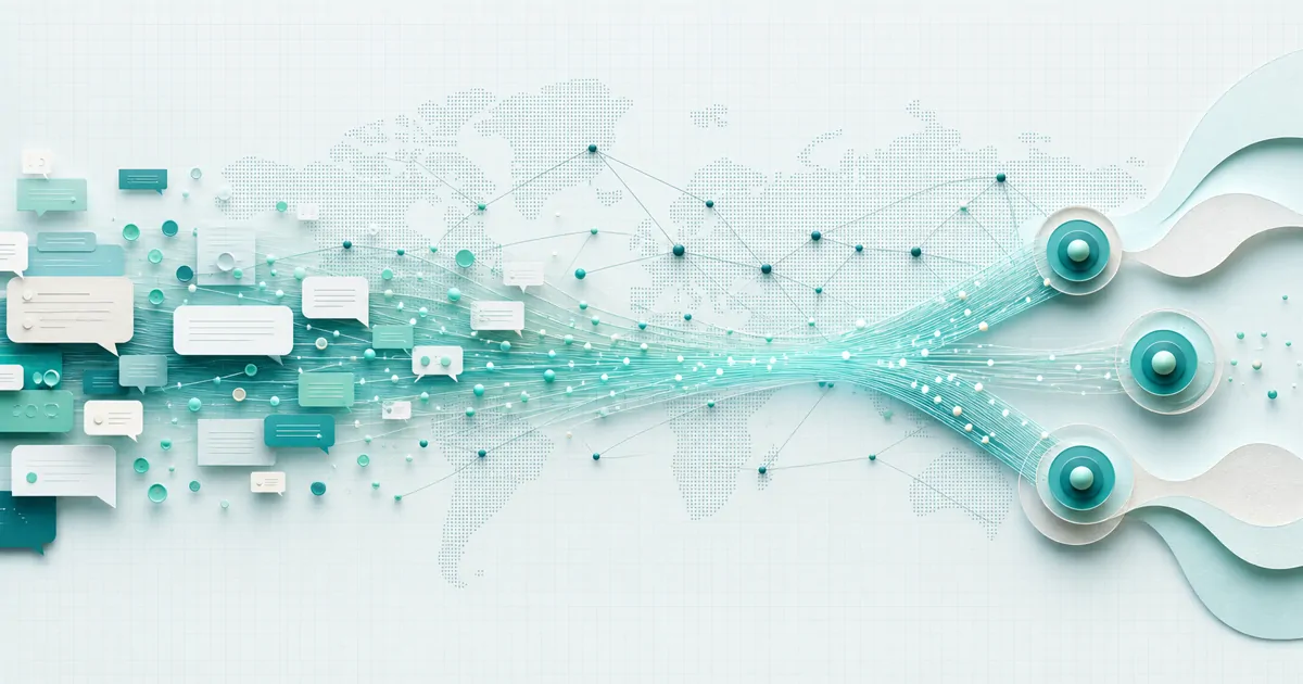 Global conversation streams converging into reviewable B2B demand signals